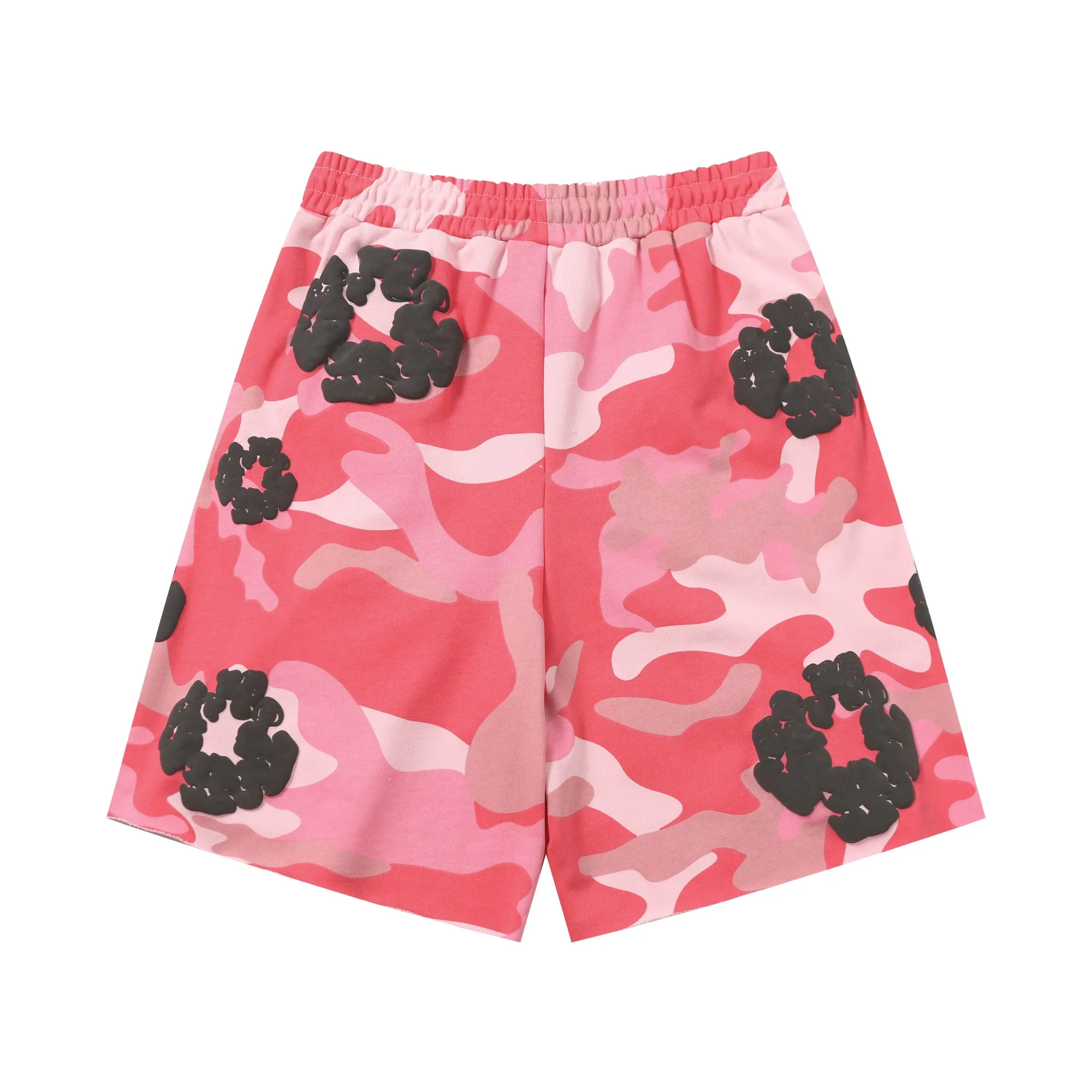 8208# DENIM TEARS Kapok European and American trendy brand high-quality foam flocking camouflage printed shorts Color Camouflage blue Camouflage powder Camouflage gray Camouflage apricot Camouflage green Size S-XL